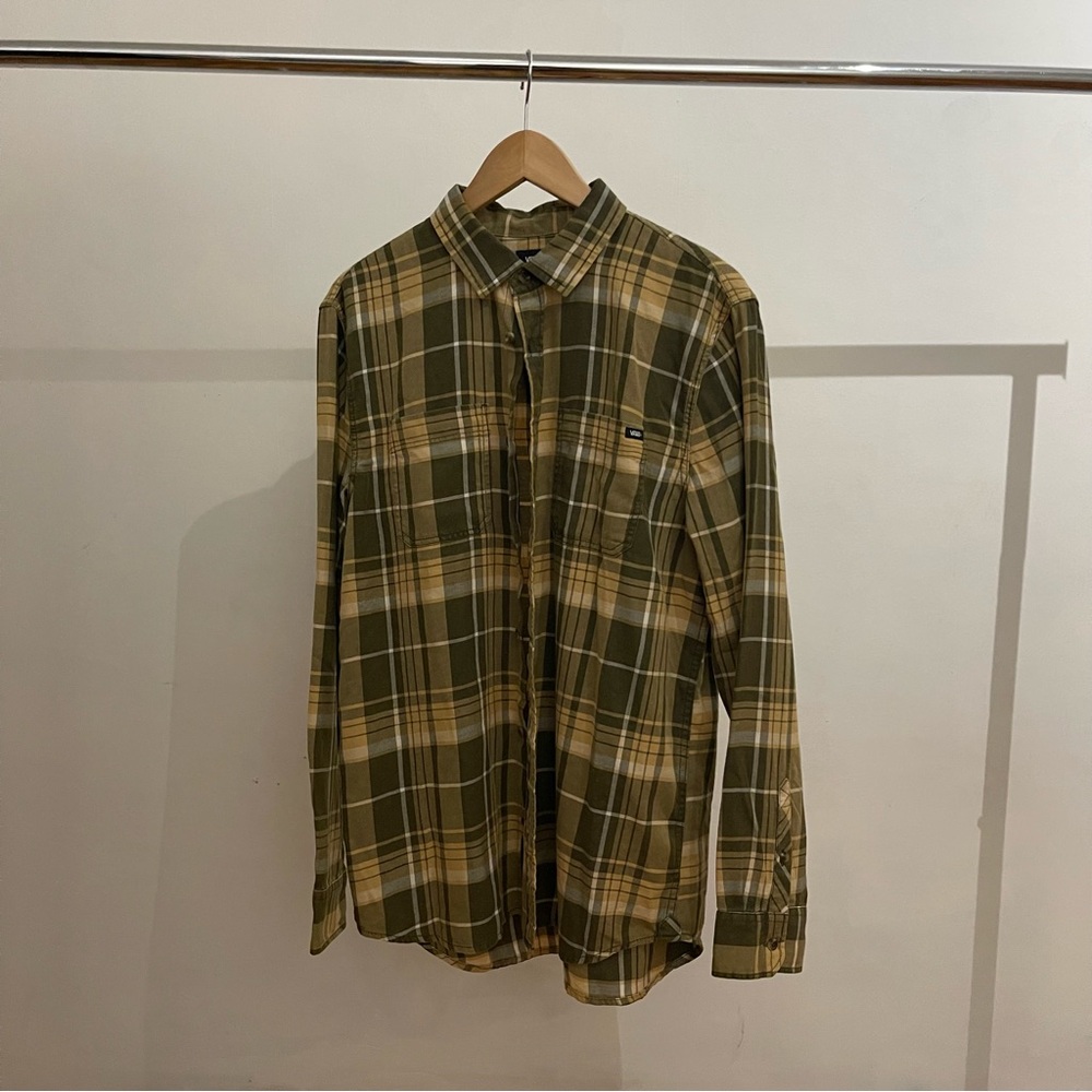 Vans Green and Yellow Plaid Button Down Shirt